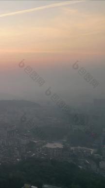 航拍广东阳江清晨日出城市风光竖版视频